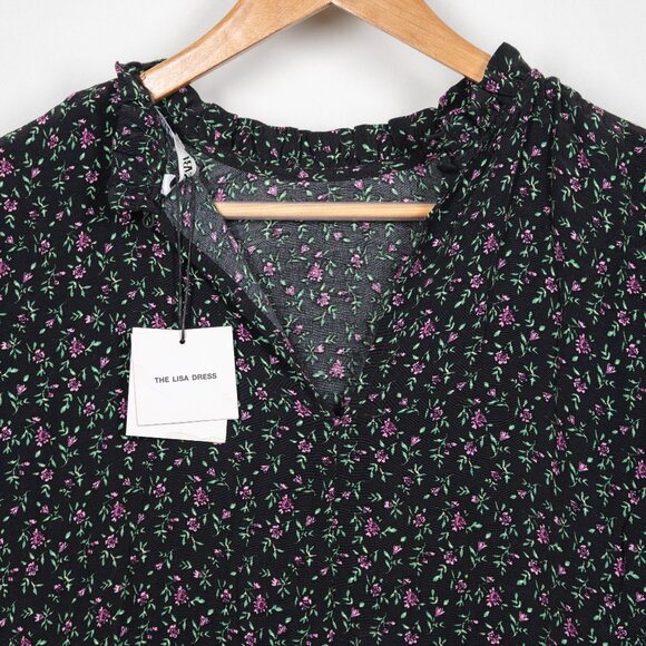 ZARA Revolve Women's M Mini Dress Black Floral Sleeves “The Lisa” Ruffle NWT - Picture 10 of 11